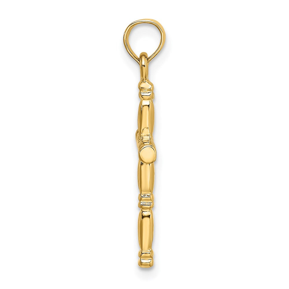 Million Charms 14K Yellow Gold Themed 3-D Polished Relgious Cross Charm