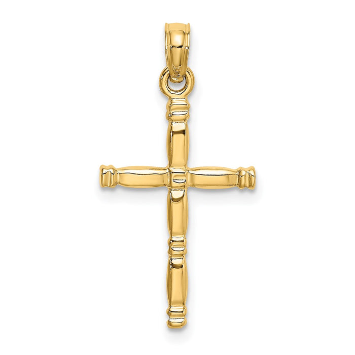 Million Charms 14K Yellow Gold Themed 3-D Polished Relgious Cross Charm