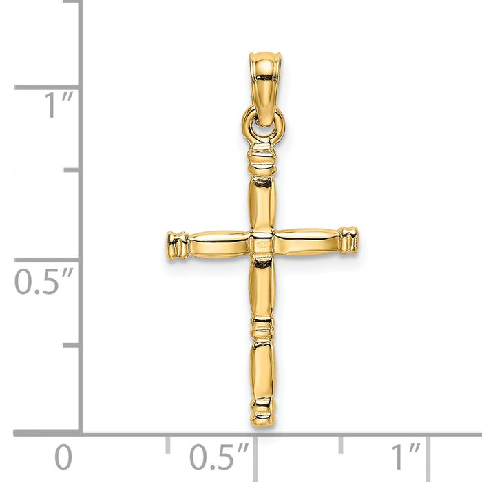 Million Charms 14K Yellow Gold Themed 3-D Polished Relgious Cross Charm