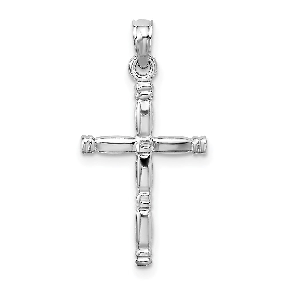 Million Charms 14K White Gold Themed 3-D Polished Relgious Cross Charm