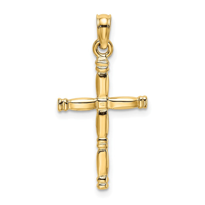 Million Charms 14K Yellow Gold Themed 3-D Polished Relgious Cross Charm