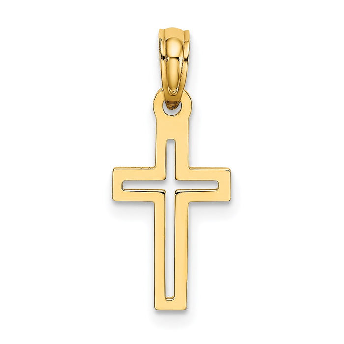 Million Charms 14K Yellow Gold Themed Diamond-Cut Relgious Cross Charm