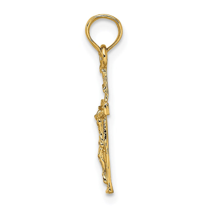 Million Charms 14K Yellow Gold Themed 2-D Mini Relgious Crucifix Charm