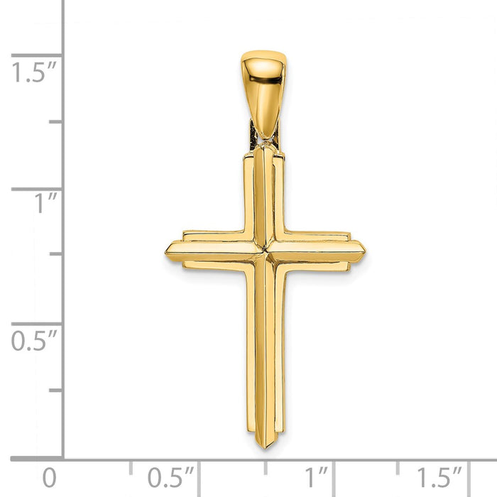 Million Charms 14K Yellow Gold Themed Polished Relgious Cross Charm