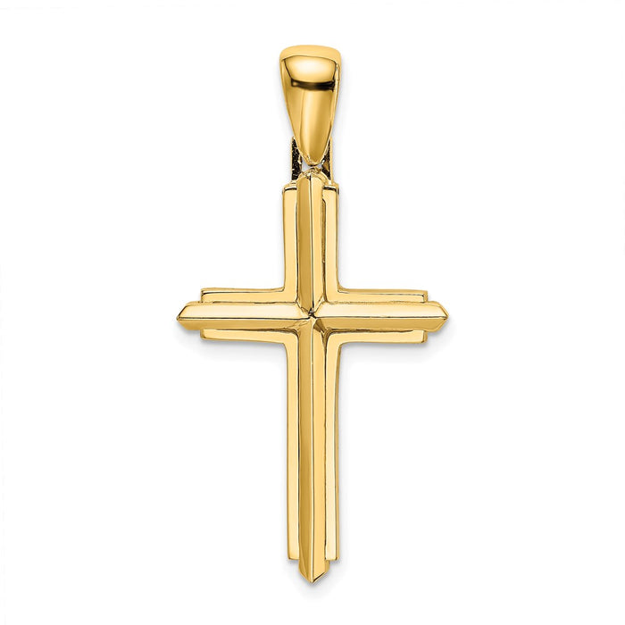 Million Charms 14K Yellow Gold Themed Polished Relgious Cross Charm