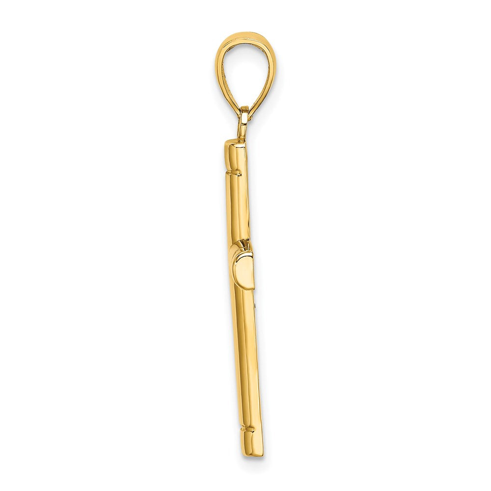 Million Charms 14K Yellow Gold Themed Tubular Relgious Cross Charm