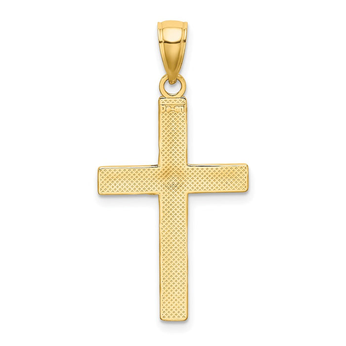 Million Charms 14K Yellow Gold Themed Tubular Relgious Cross Charm