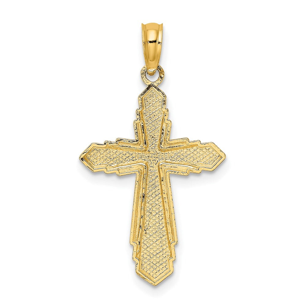 Million Charms 14K Yellow Gold Themed Solid & Beaded Relgious Cross Charm