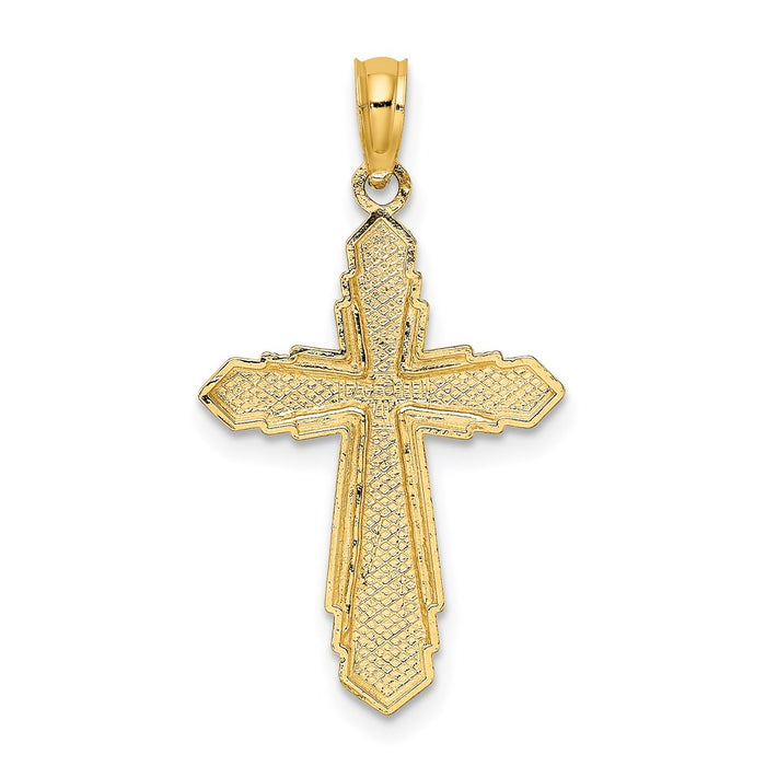 Million Charms 14K Yellow Gold Themed Solid & Beaded Relgious Cross Charm