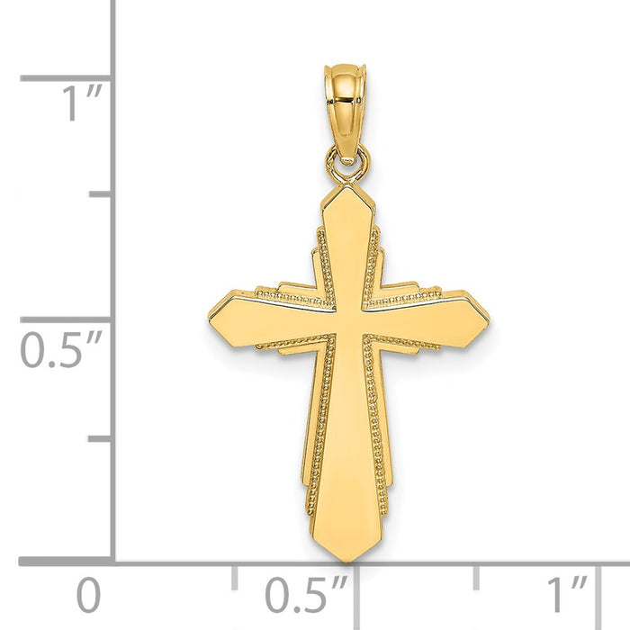 Million Charms 14K Yellow Gold Themed Solid & Beaded Relgious Cross Charm