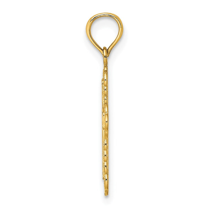 Million Charms 14K Yellow Gold Themed Relgious Cross W Solid Center & Lace Trim Charm