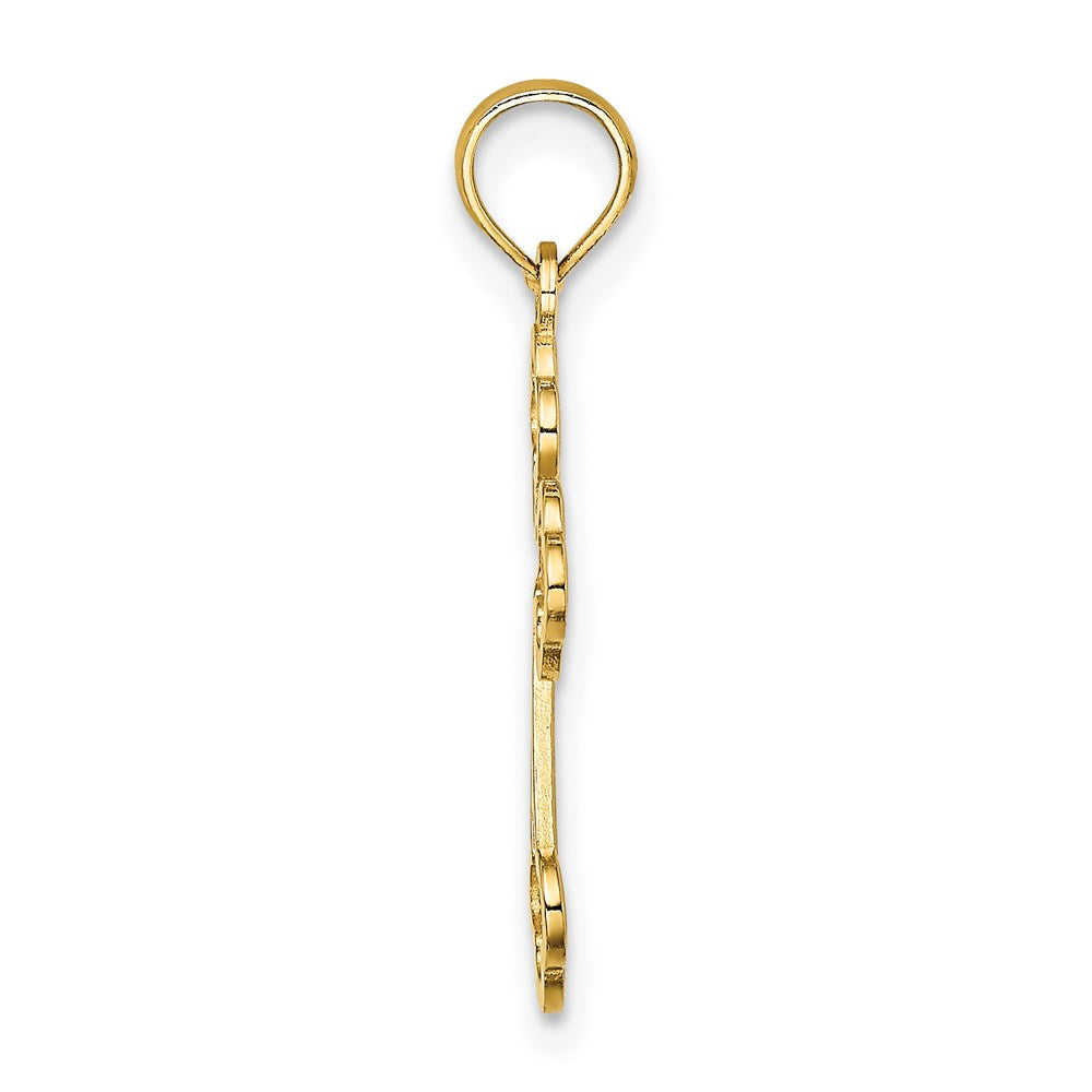 Million Charms 14K Yellow Gold Themed Arrow Tip Lace Center Relgious Cross Charm