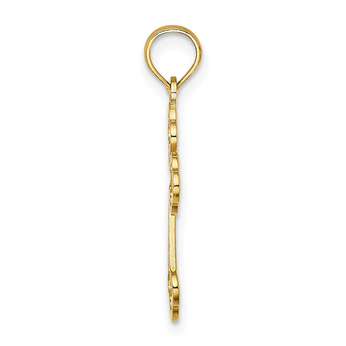 Million Charms 14K Yellow Gold Themed Arrow Tip Lace Center Relgious Cross Charm