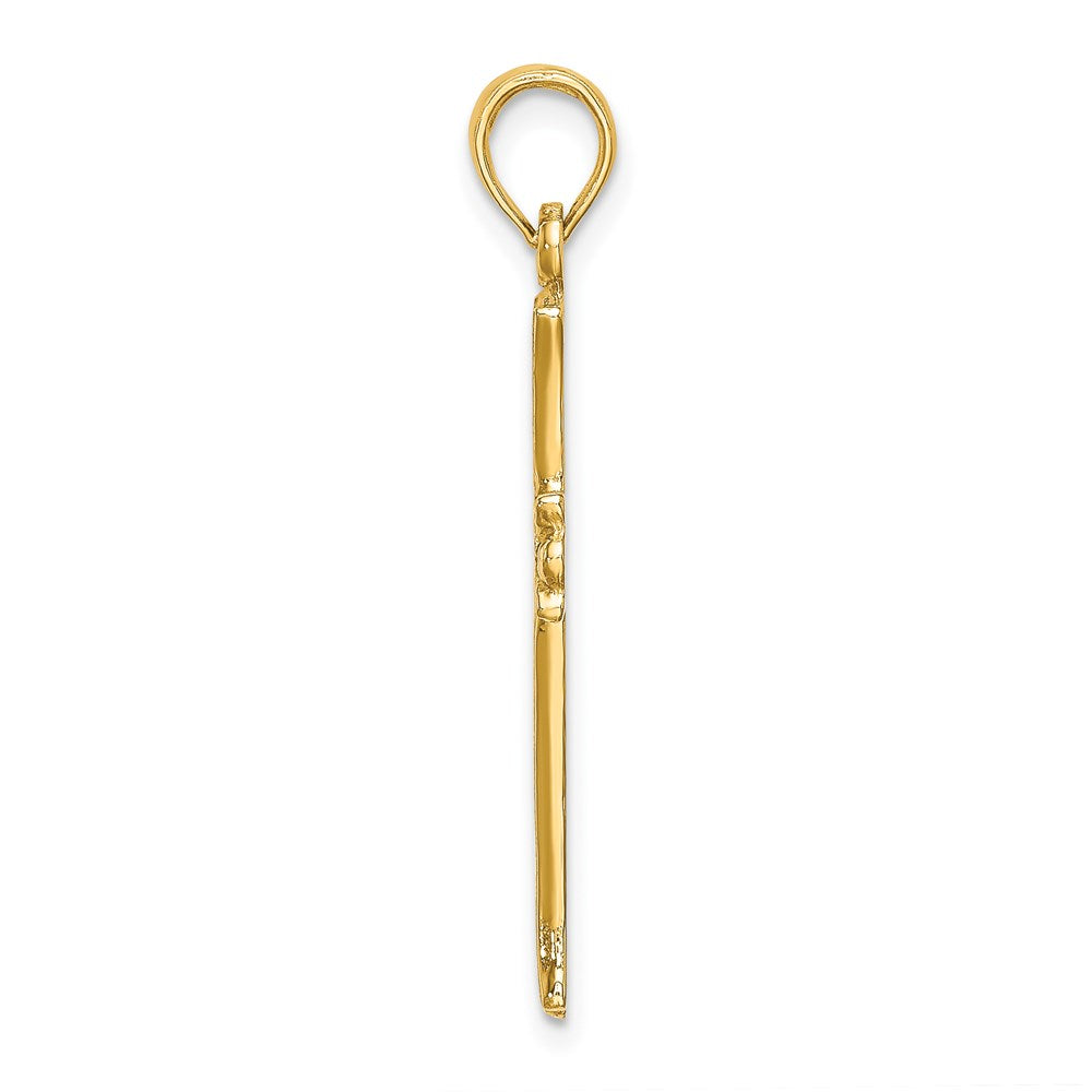 Million Charms 14K Yellow Gold Themed Relgious Cross With Starburst Center Charm