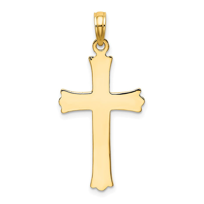 Million Charms 14K Yellow Gold Themed Relgious Cross With Starburst Center Charm