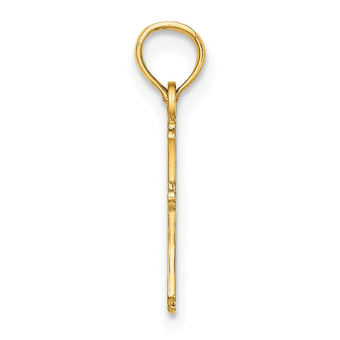 Million Charms 14K Yellow Gold Themed Textured Mini Relgious Cross Charm