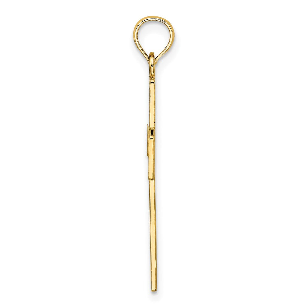 Million Charms 14K Yellow Gold Themed Polished Sqaure Relgious Cross With Heart Design Charm