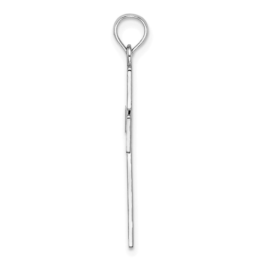 Million Charms 14K White Gold Themed Polished Sqaure Relgious Cross With Heart Design Charm