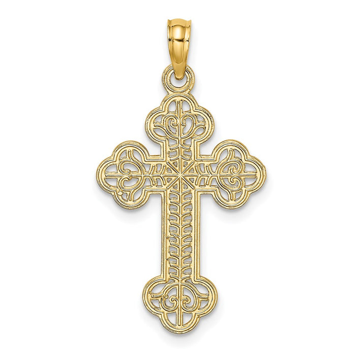 Million Charms 14K Yellow Gold Themed Cut-Out Design Relgious Cross Charm