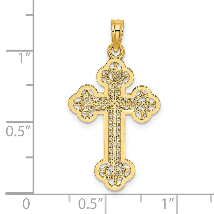 Million Charms 14K Yellow Gold Themed Cut-Out Design Relgious Cross Charm