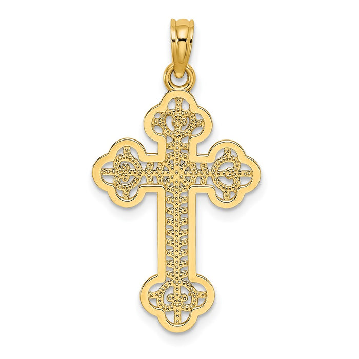 Million Charms 14K Yellow Gold Themed Cut-Out Design Relgious Cross Charm