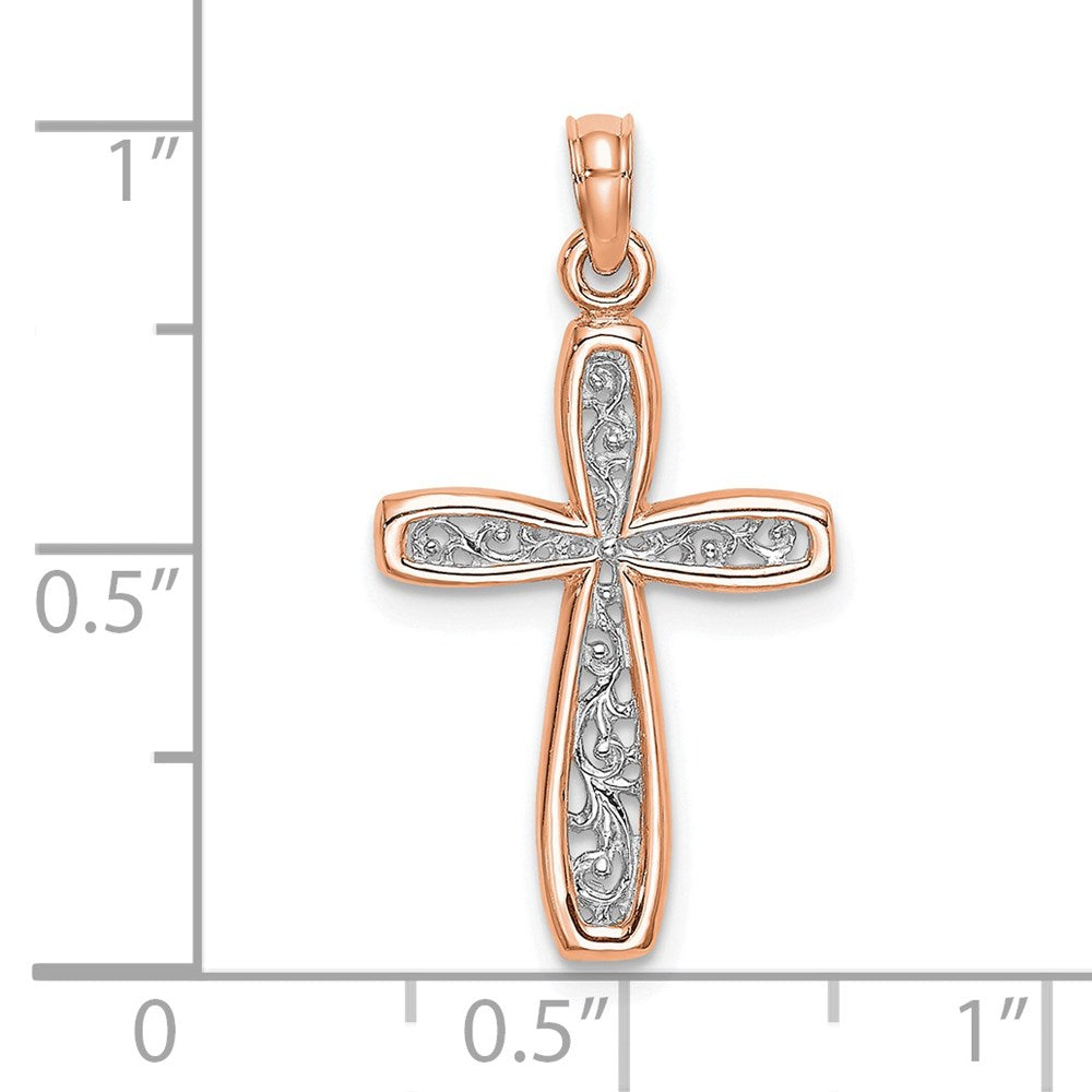 Million Charms 14K Rose Gold Themed With White Rhodium-plated Filigree Center Border