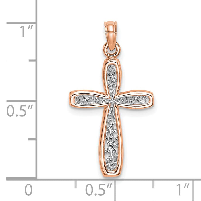Million Charms 14K Rose Gold Themed With White Rhodium-plated Filigree Center Border