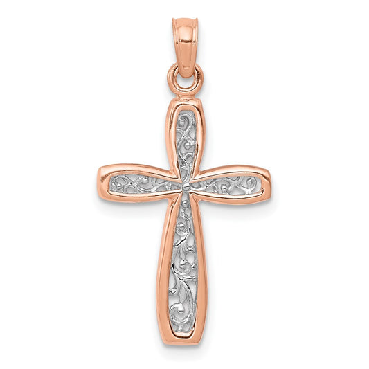 Million Charms 14K Rose Gold Themed With White Rhodium-plated Filigree Center Border