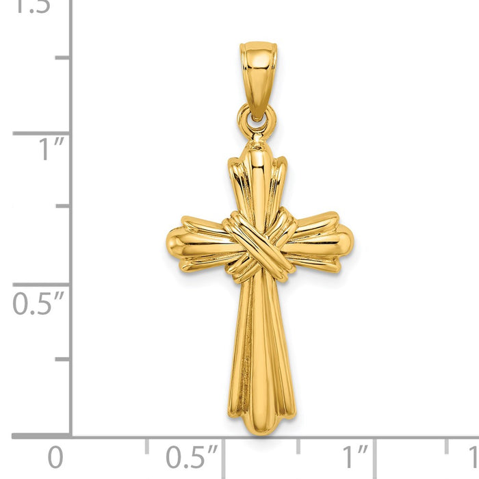 Million Charms 14K Yellow Gold Themed Polished Relgious Cross With X Center Charm
