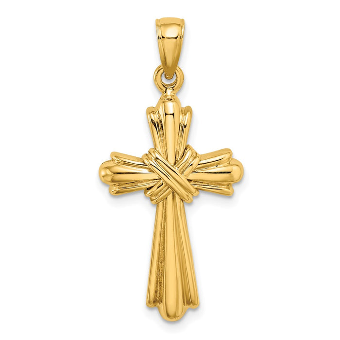 Million Charms 14K Yellow Gold Themed Polished Relgious Cross With X Center Charm
