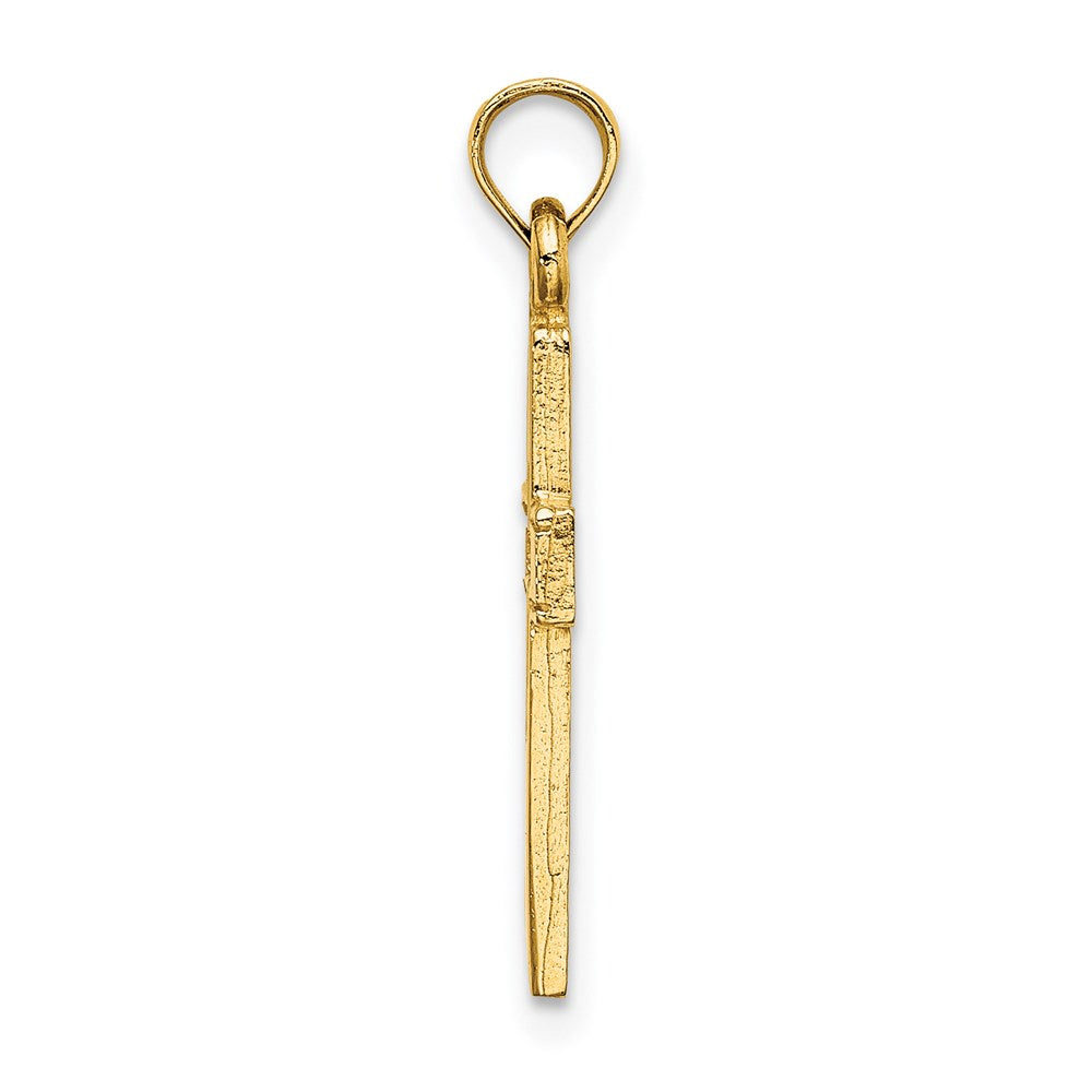 Million Charms 14K Yellow Gold Themed Polished & Cut-Out Relgious Cross Charm