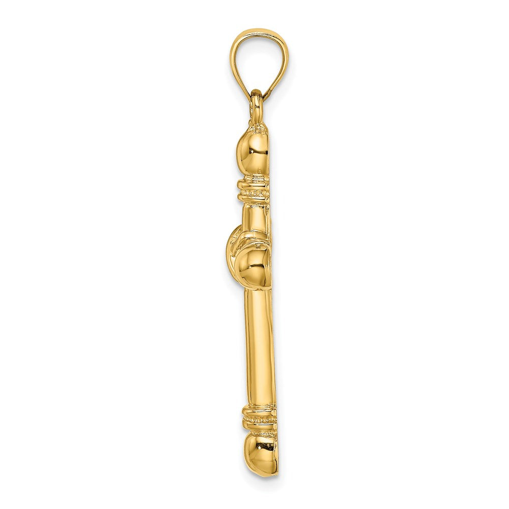 Million Charms 14K Yellow Gold Themed Polished Cylinder Relgious Cross Charm
