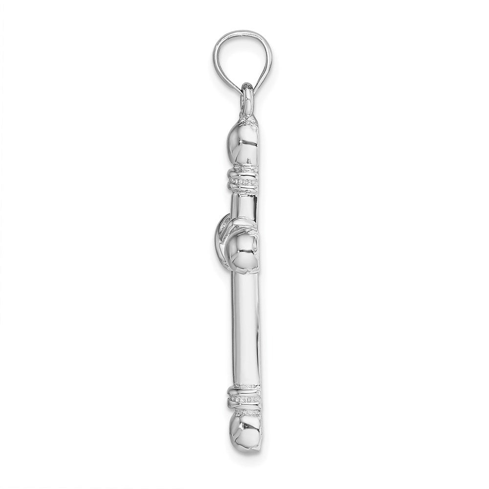 Million Charms 14K White Gold Themed Polished Cylinder Relgious Cross Charm