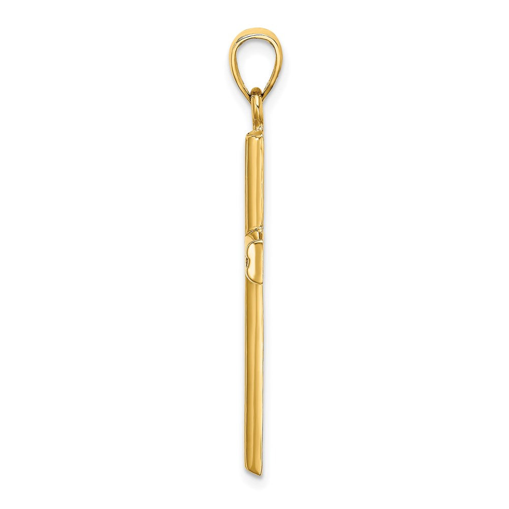 Million Charms 14K Yellow Gold Themed Polished Beaded Relgious Cross Charm
