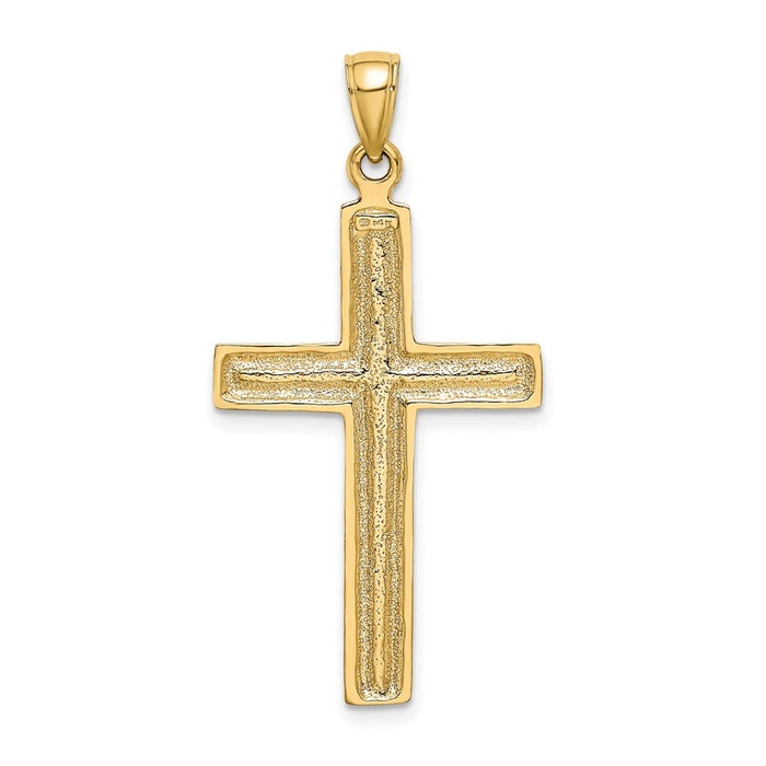 Million Charms 14K Yellow Gold Themed Polished Beaded Relgious Cross Charm