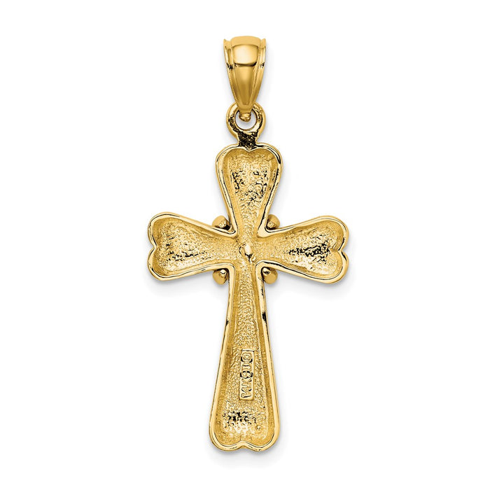 Million Charms 14K Yellow Gold Themed Polished Relgious Cross With X & Heart Charm