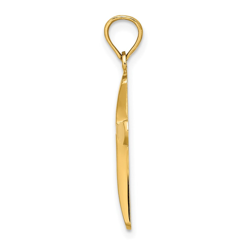Million Charms 14K Yellow Gold Themed Polished Beveled Relgious Cross With Round Tips Charm