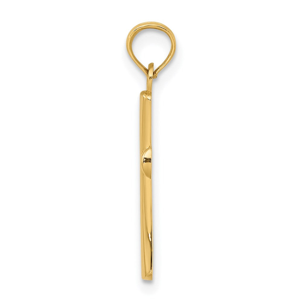 Million Charms 14K Yellow Gold Themed Polished Beveled Relgious Cross With Round Tips Charm