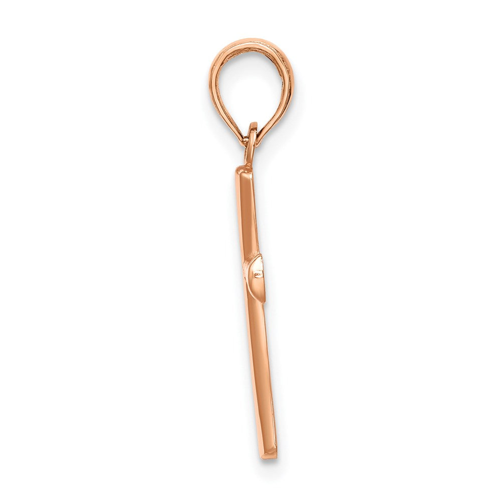 Million Charms 14K Rose Gold Themed Polished Beveled Relgious Cross With Round Tips Charm