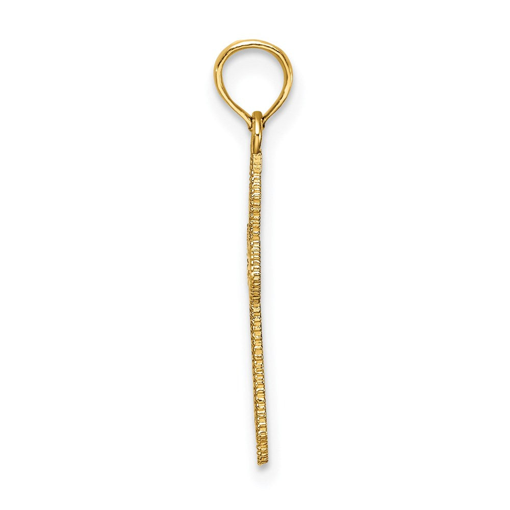 Million Charms 14K Yellow Gold Themed Diamond-Cut With Beaded Edge Relgious Cross Charm