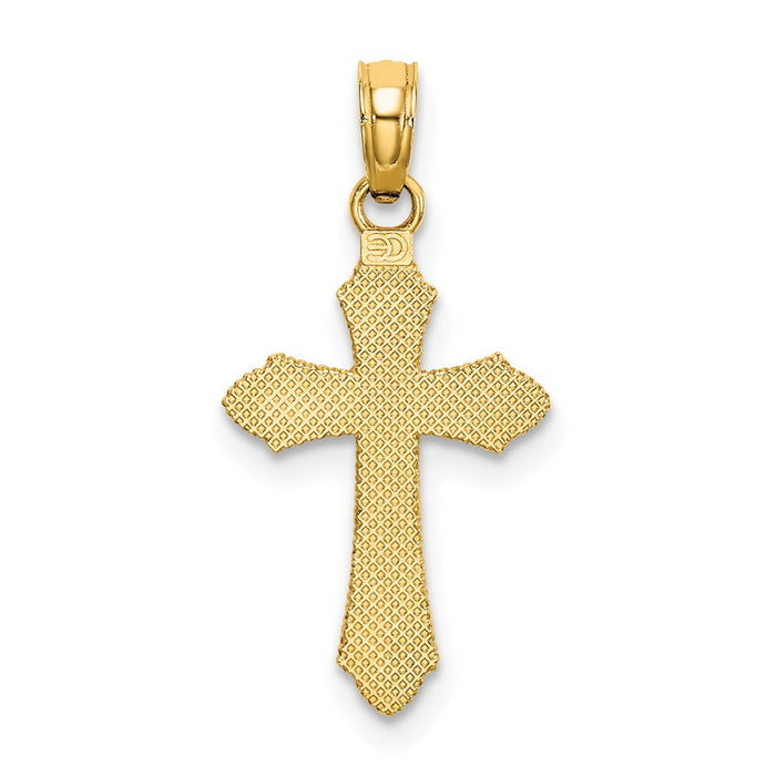 Million Charms 14K Yellow Gold Themed Diamond-Cut With Beaded Edge Relgious Cross Charm
