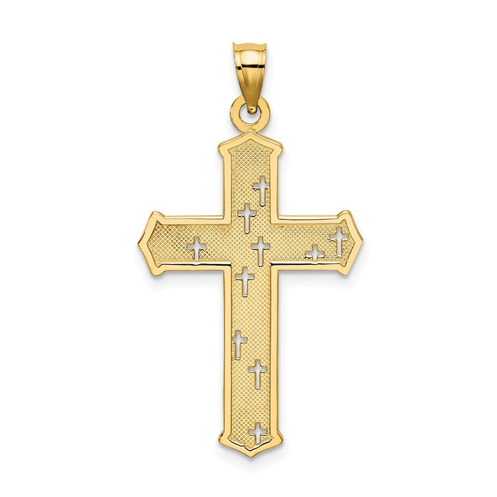 Million Charms 14K Yellow Gold Themed Arrow Tip Relgious Cross With Relgious Cross Accents Charm