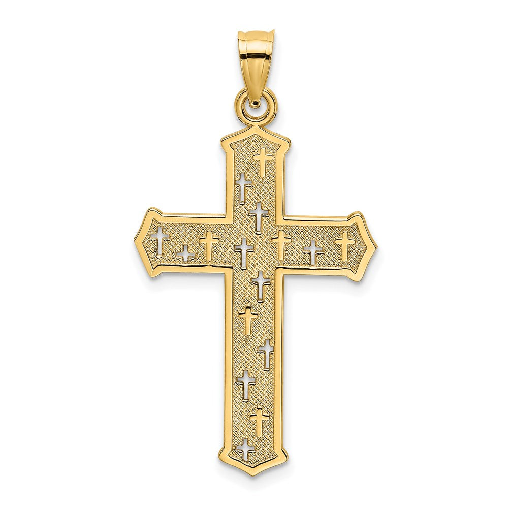 Million Charms 14K Yellow Gold Themed Arrow Tip Relgious Cross With Relgious Cross Accents Charm