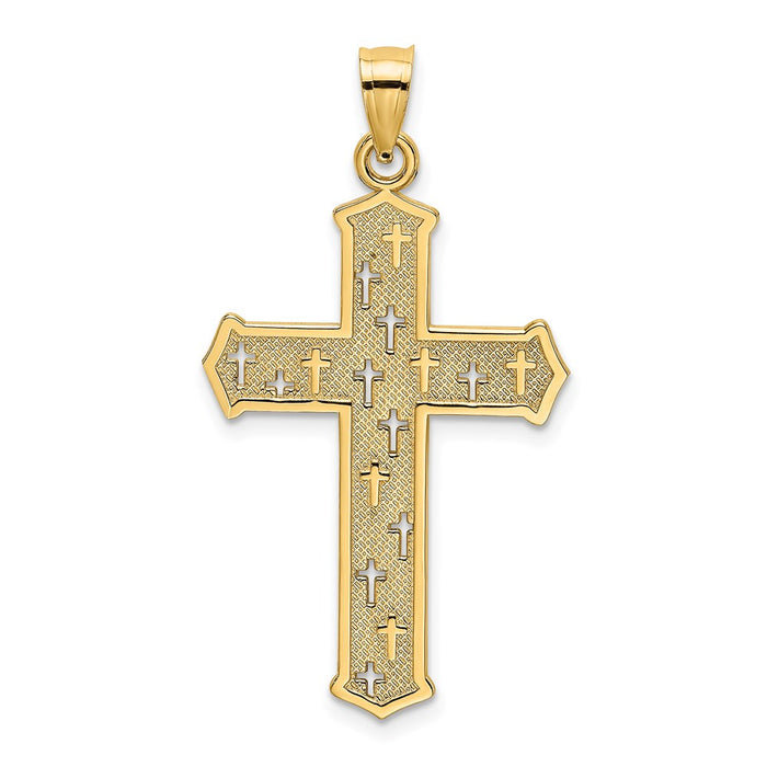 Million Charms 14K Yellow Gold Themed Arrow Tip Relgious Cross With Relgious Cross Accents Charm