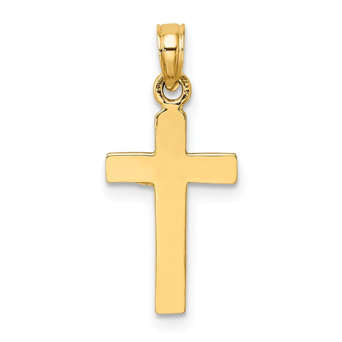 Million Charms 14K Yellow Gold Themed Polished Small Relgious Crucifix Block Relgious Cross Charm