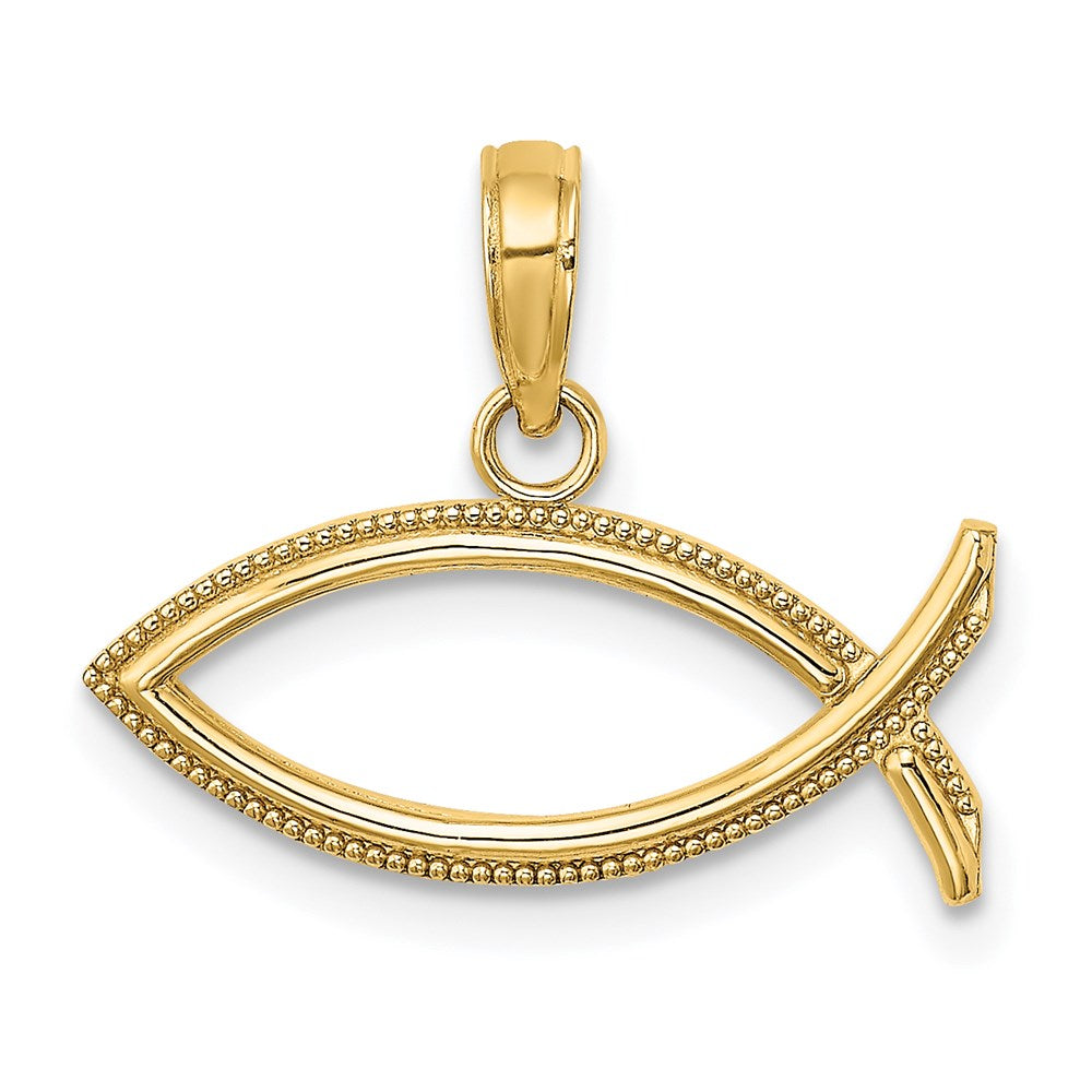 Million Charms 14K Yellow Gold Themed Ichthus Charm