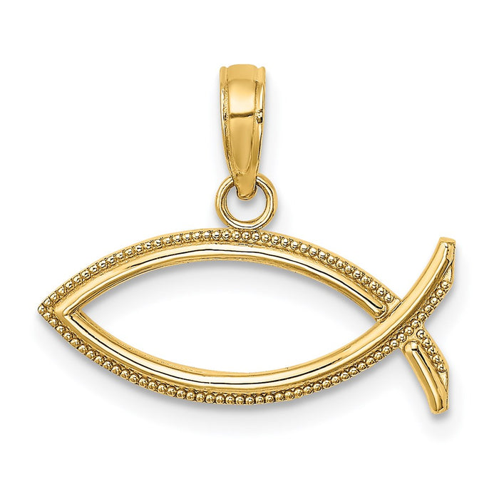 Million Charms 14K Yellow Gold Themed Ichthus Charm