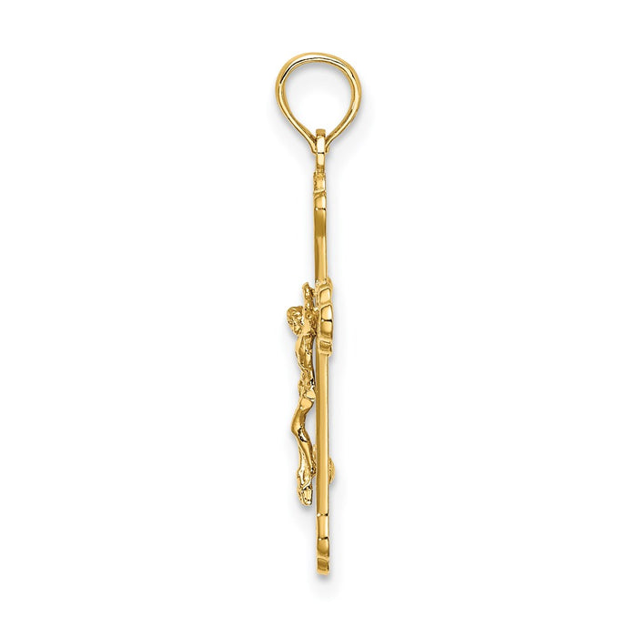 Million Charms 14K Yellow Gold Themed Inri Relgious Crucifix With Scroll Tips Charm