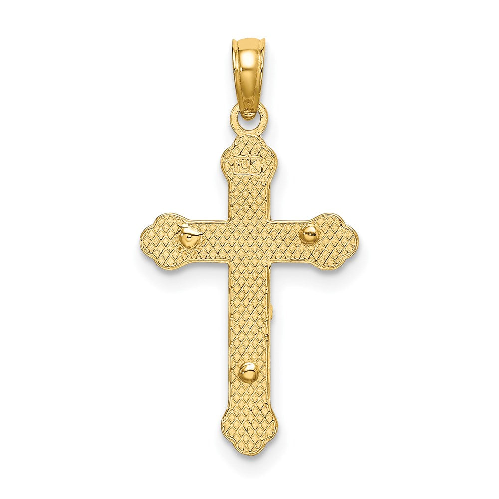 Million Charms 14K Yellow Gold Themed Inri Relgious Crucifix With Scroll Tips Charm