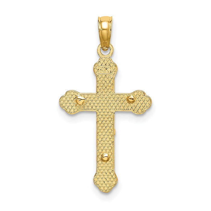 Million Charms 14K Yellow Gold Themed Inri Relgious Crucifix With Scroll Tips Charm